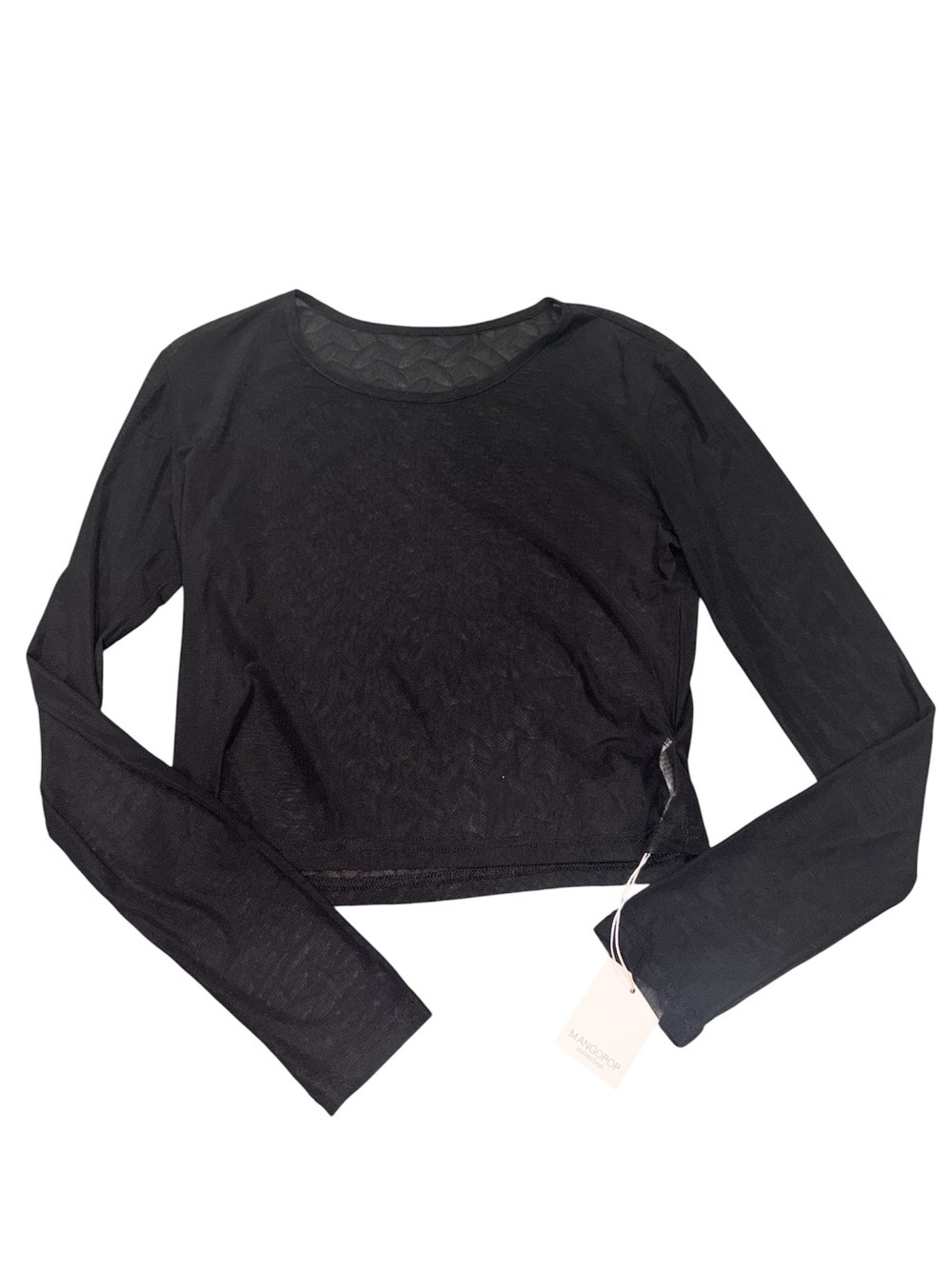 331. Mangopop Women’s Black Long Sleeve Y2K Festival Mesh Top - Size L NWT